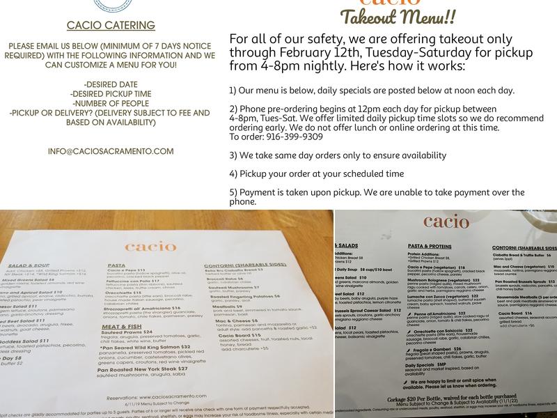 Cacio Menu