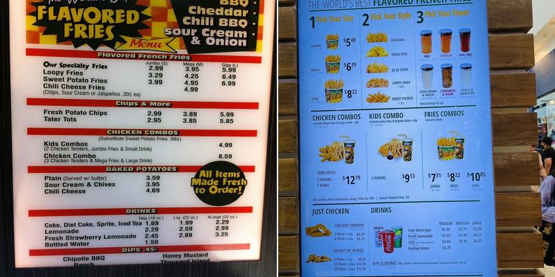 Potato Corner Menu