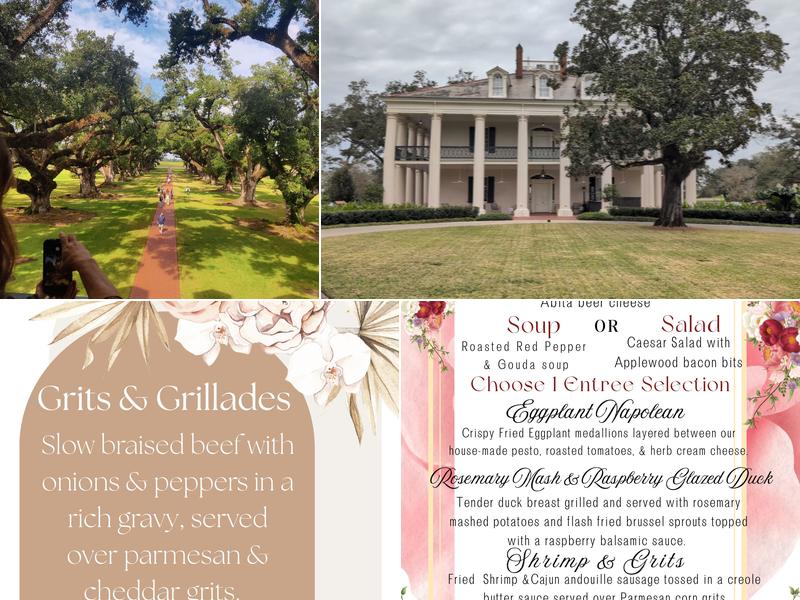 Oak Alley Plantation Menu