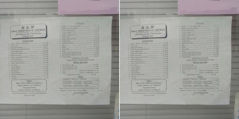 H & M Best Fried Fish & Chicken Menu