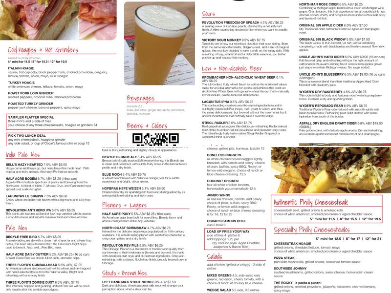 Monti's Menu
