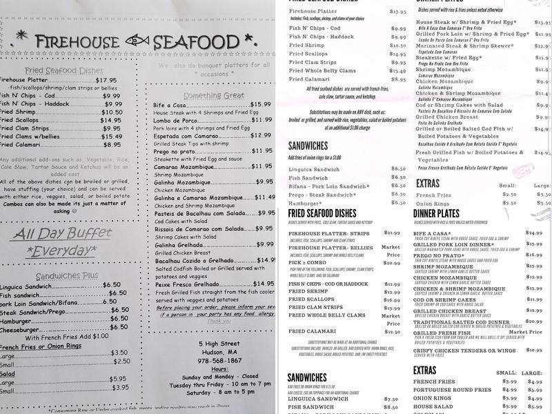 The Firehouse Catering & More Inc. Menu