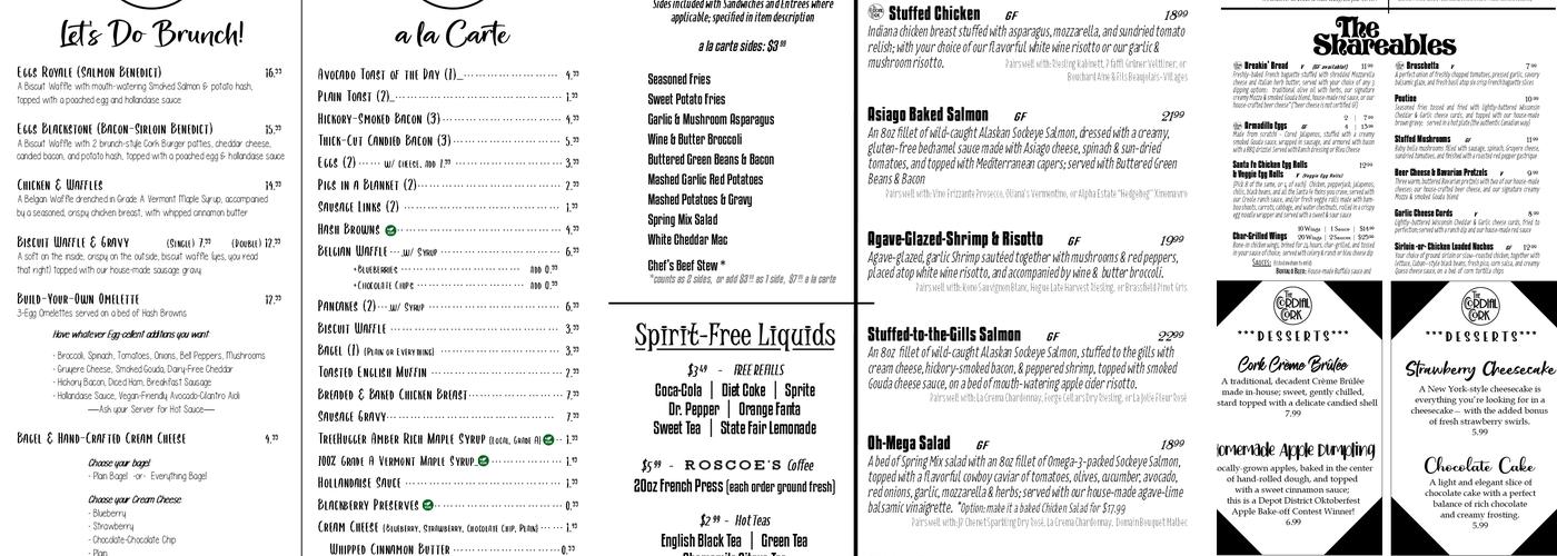 The Cordial Cork Menu