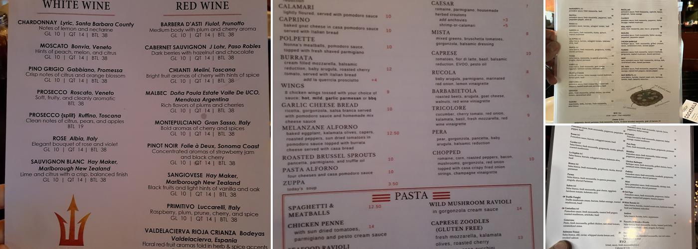 Diavola Menu