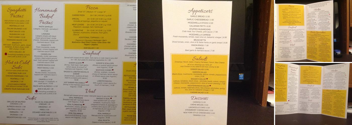 Baggio's Italian Restaurant Menu
