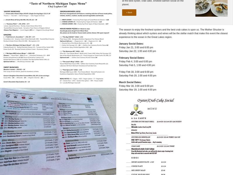 Brengman Family Wines Menu