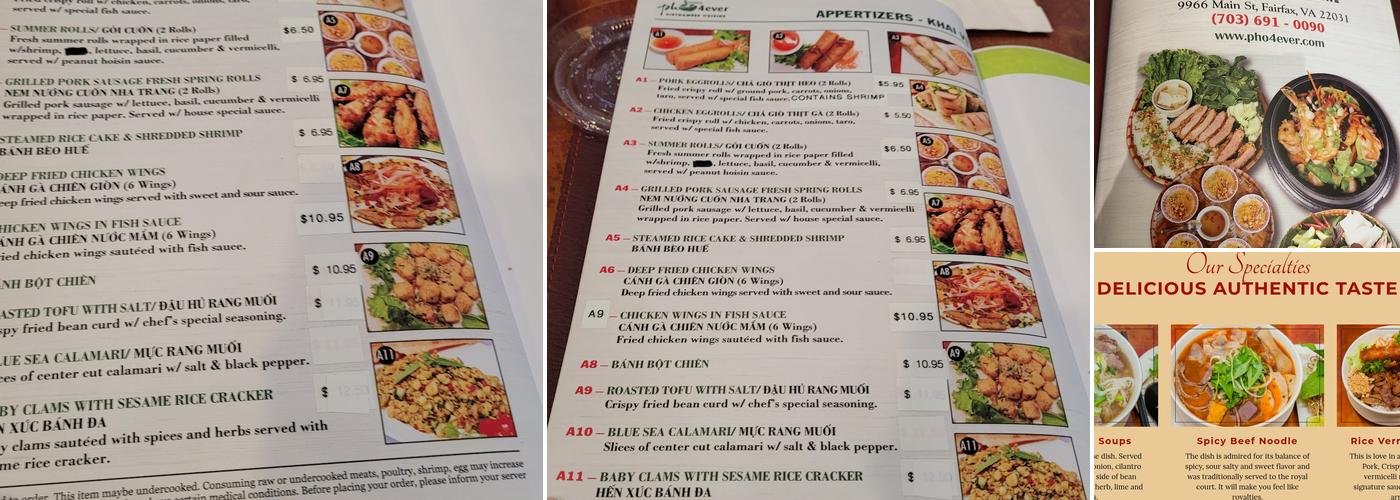 Pho4ever Fairfax Menu