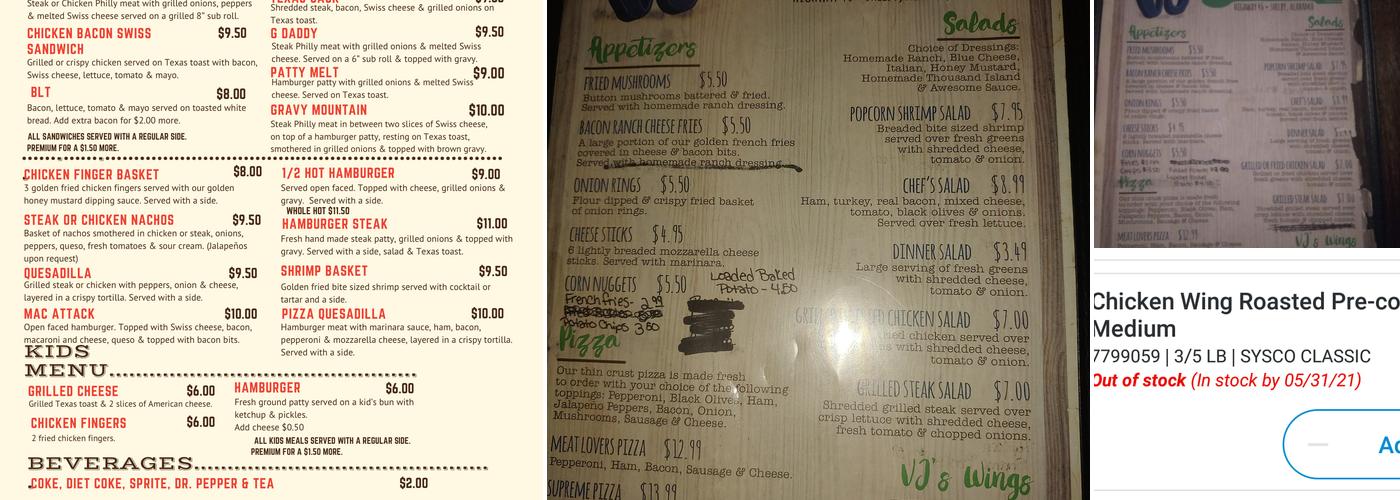 VJ's Restaurant Menu