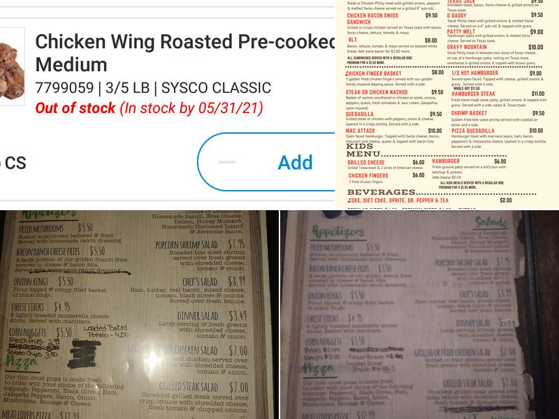 VJ's Restaurant Menu