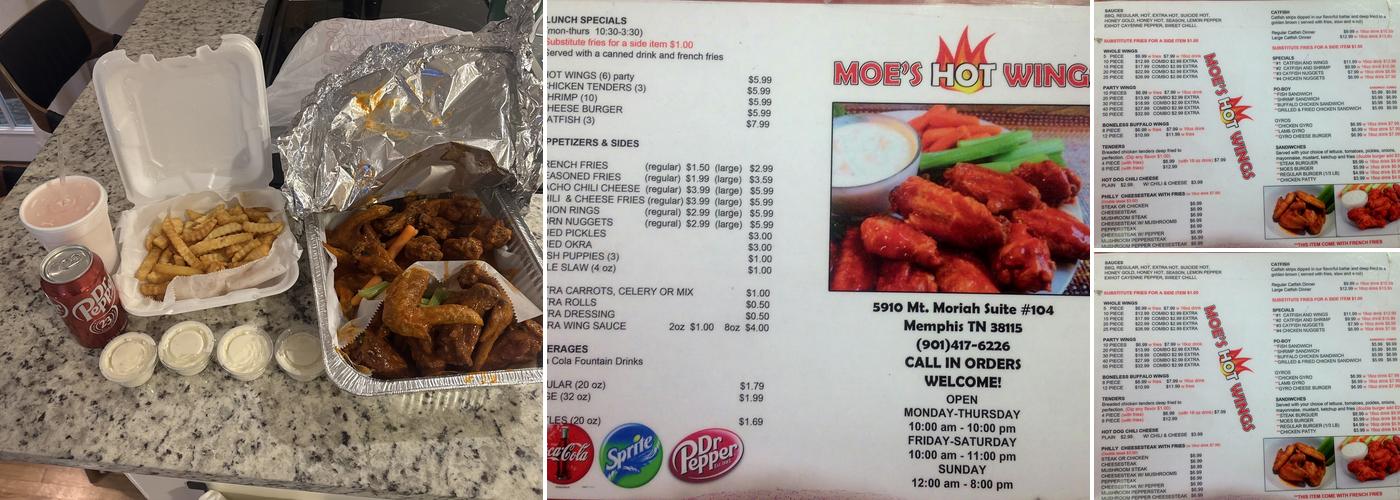 Moe's Hot Wings Menu