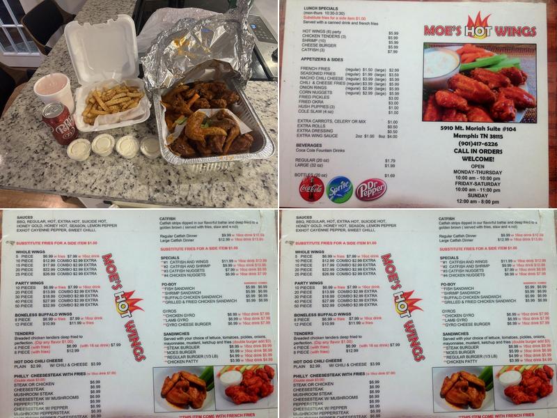 Moe's Hot Wings Menu