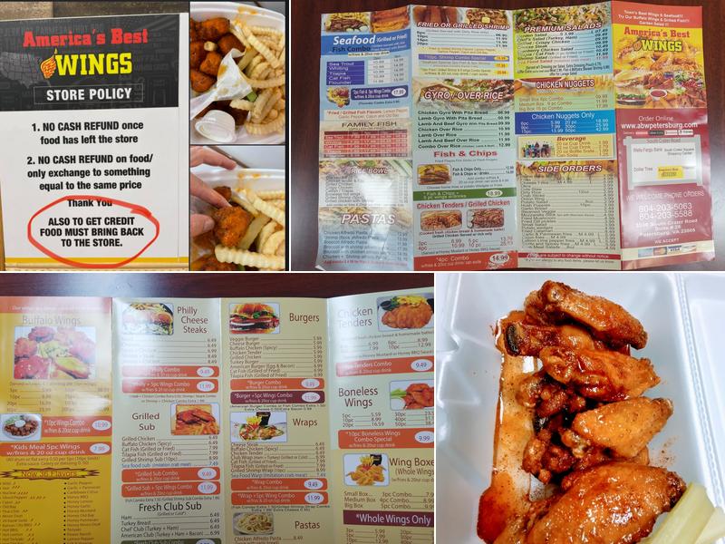 America's Best wings Menu