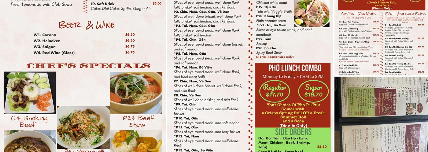 Super Pho Menu