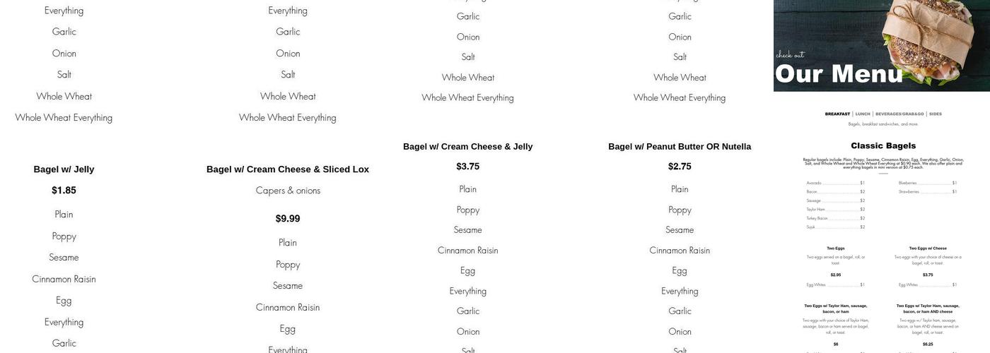 Bagel Run Menu