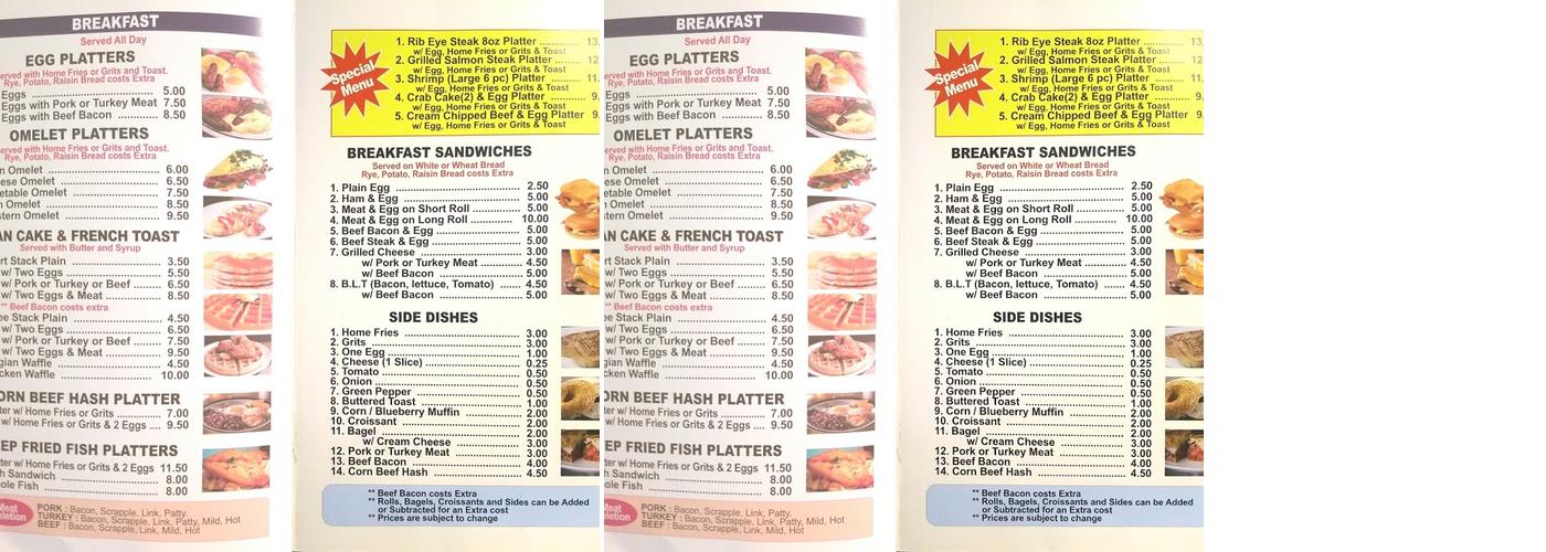 Point Breakfast Restaurant Menu