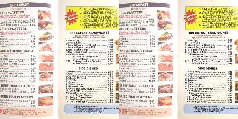 Point Breakfast Restaurant Menu