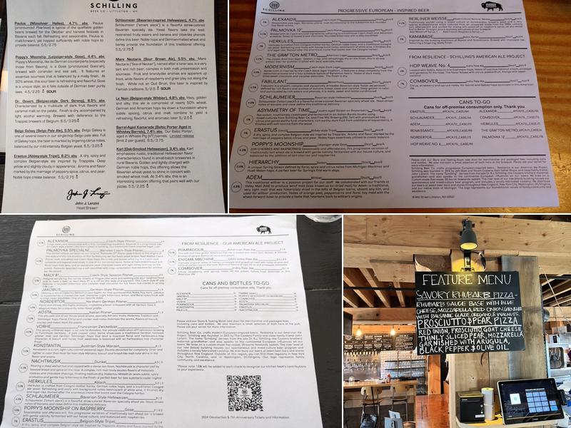 Schilling Beer Co. Menu