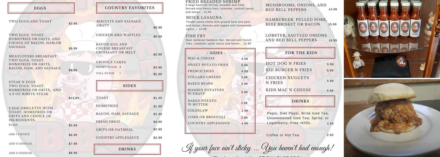 Sticky Face BBQ Menu