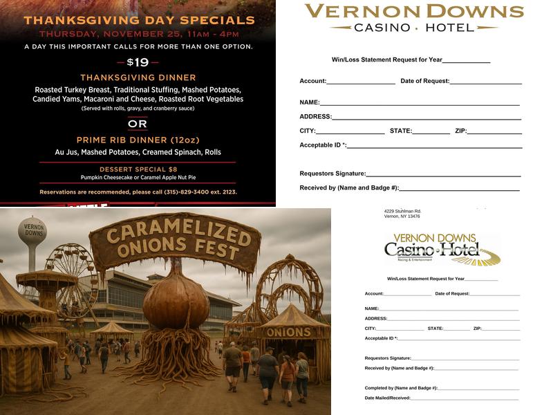 Vernon Downs Casino Hotel Menu