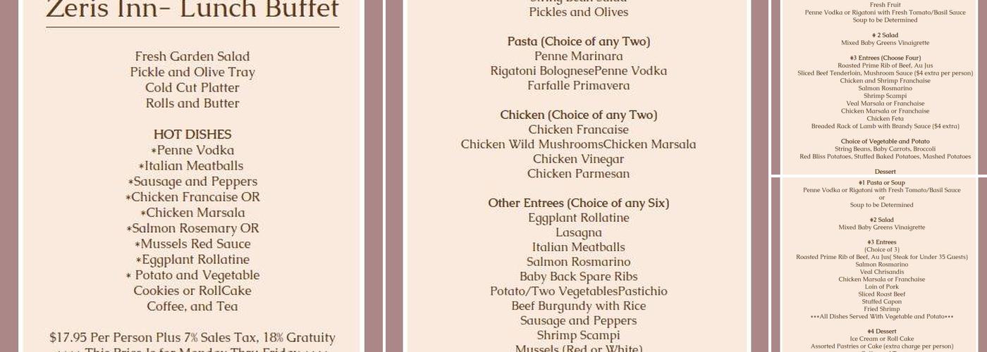 Zeris Inn Menu