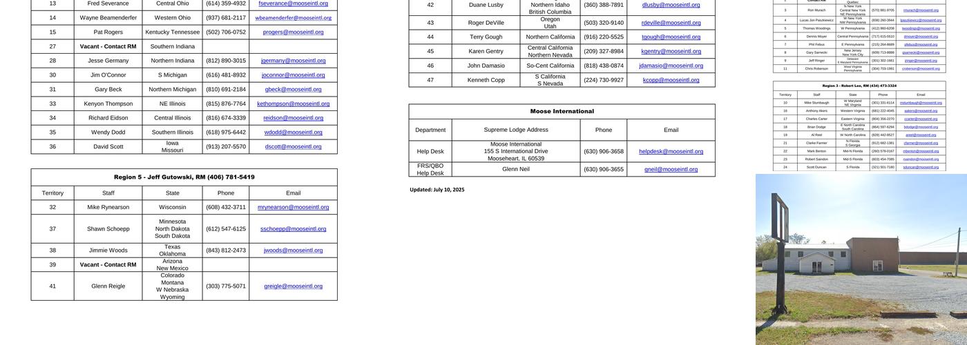 Loyal Order of Moose Menu