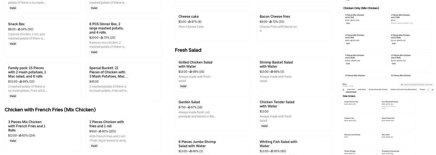 Kennedy Fried Chicken Menu