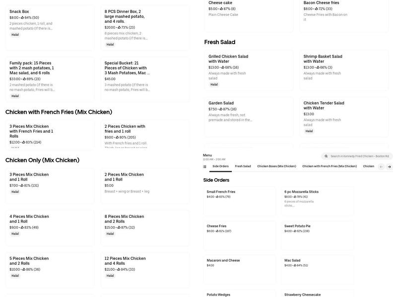 Kennedy Fried Chicken Menu