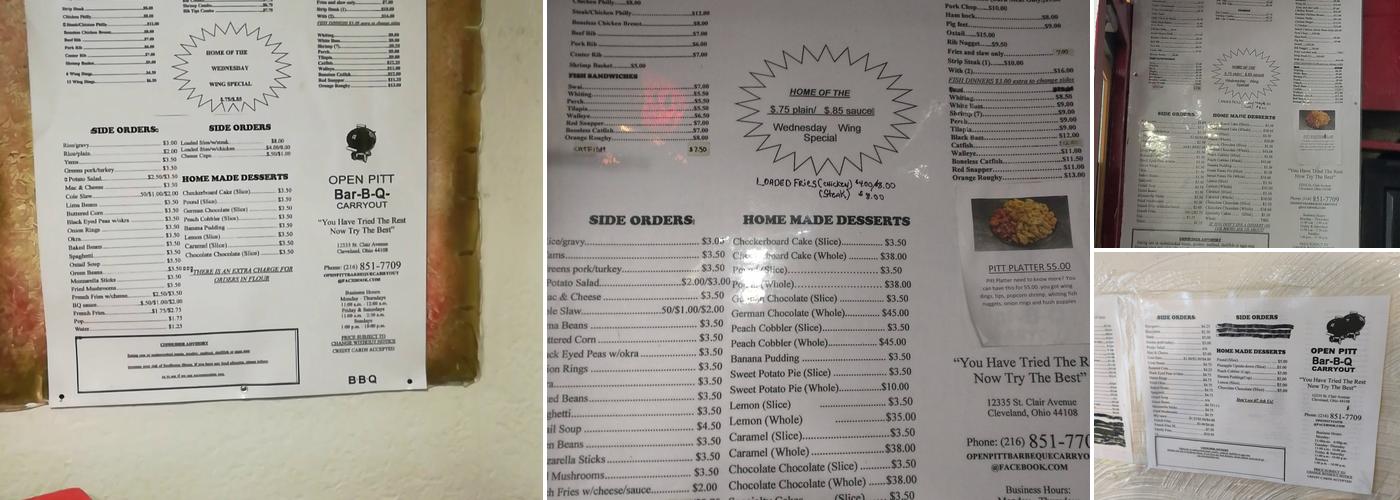 Open Pitt Bar-B-Que Menu