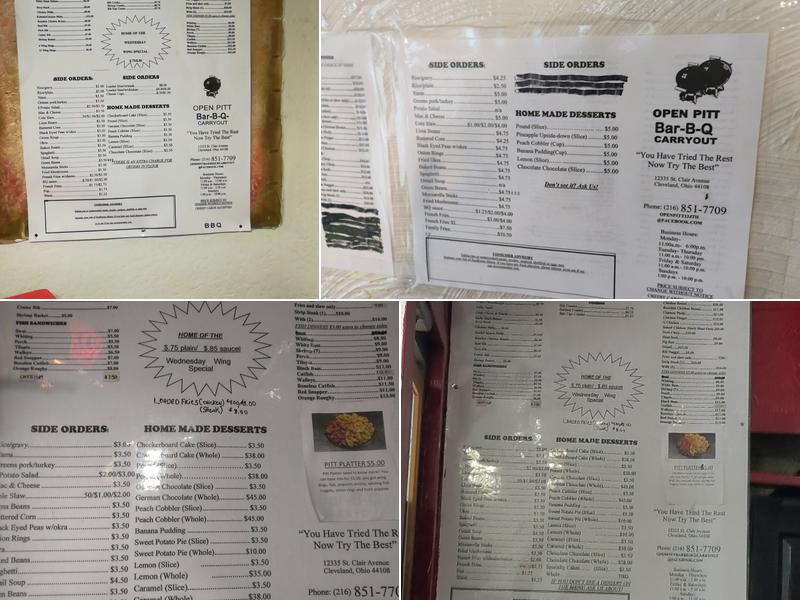 Open Pitt Bar-B-Que Menu