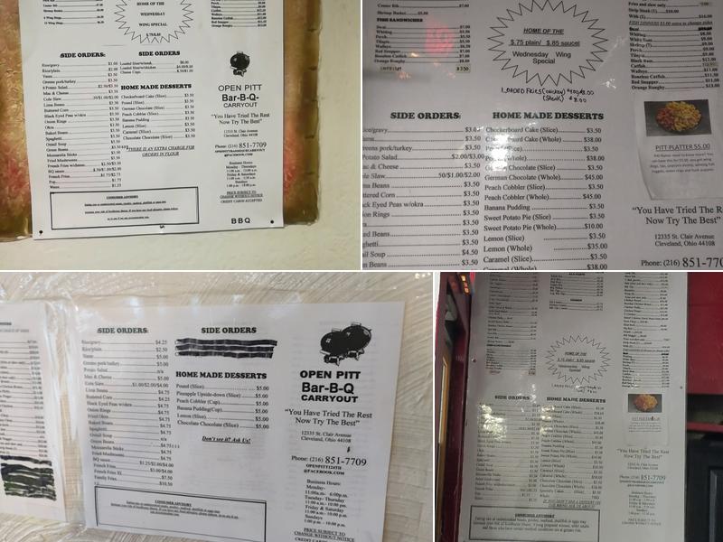 Open Pitt Bar-B-Que Menu