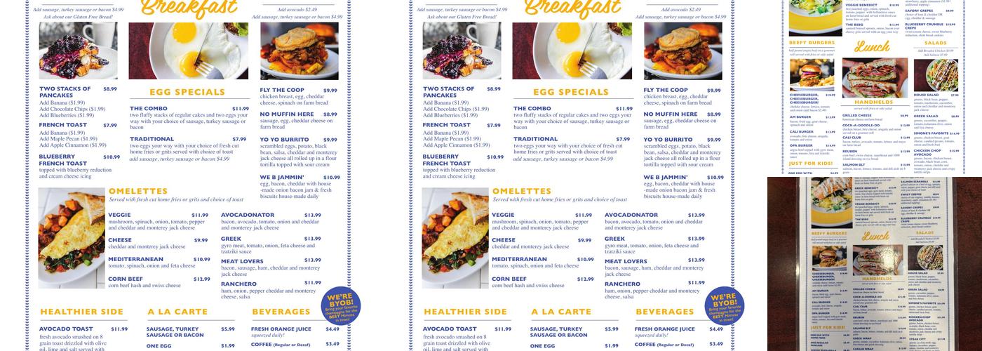 Simone's Breakfast, Brunch, Lunch Menu