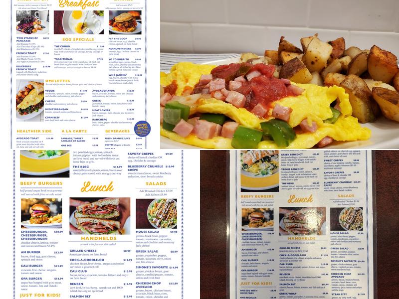 Simone's Breakfast, Brunch, Lunch Menu