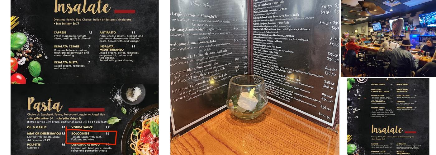 Taste of Napoli Restaurant and Bar Menu