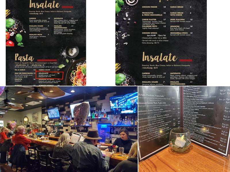 Taste of Napoli Restaurant and Bar Menu