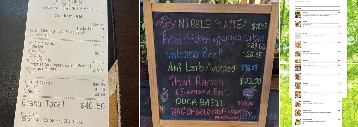 Planet Thai Menu