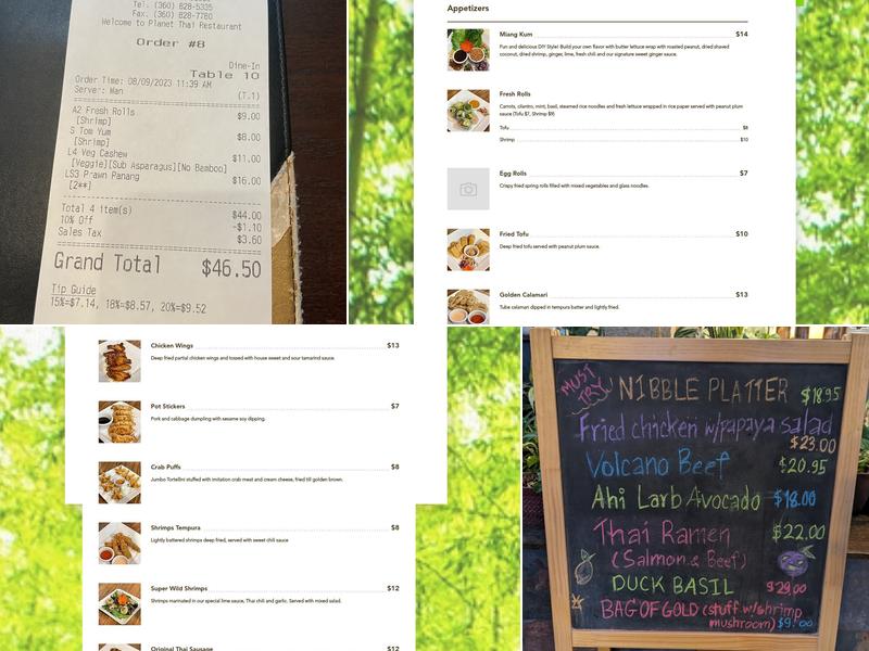 Planet Thai Menu