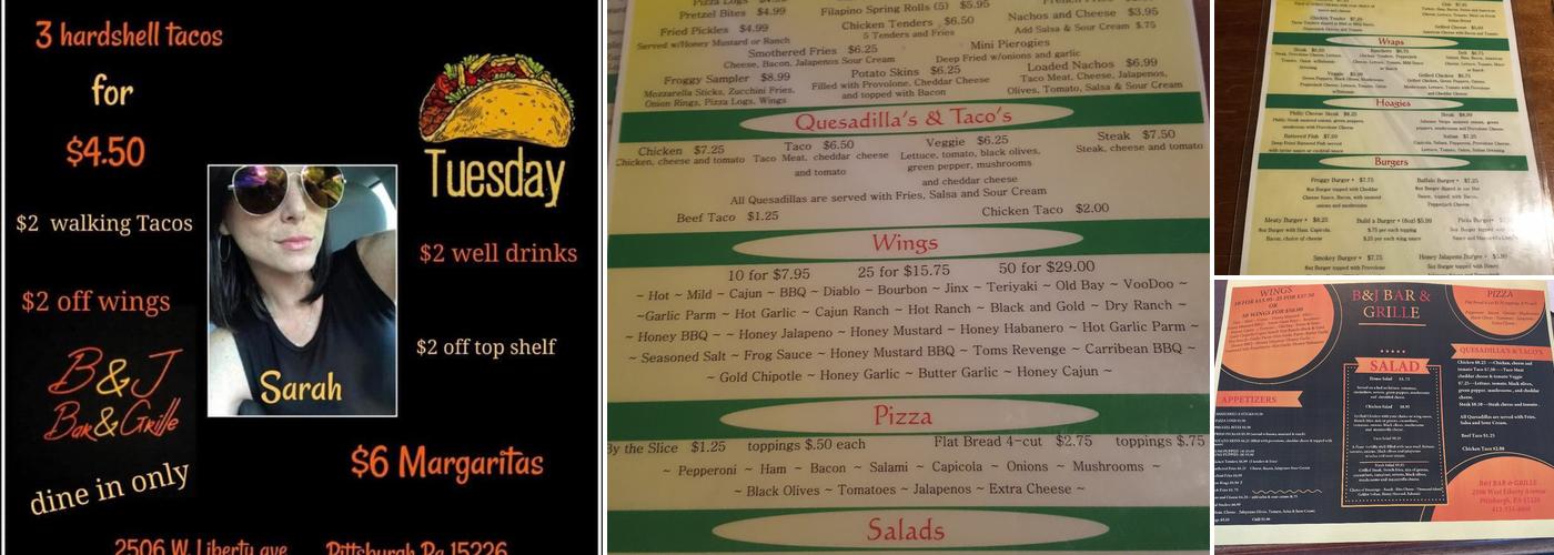 B & J Bar & Grille Menu
