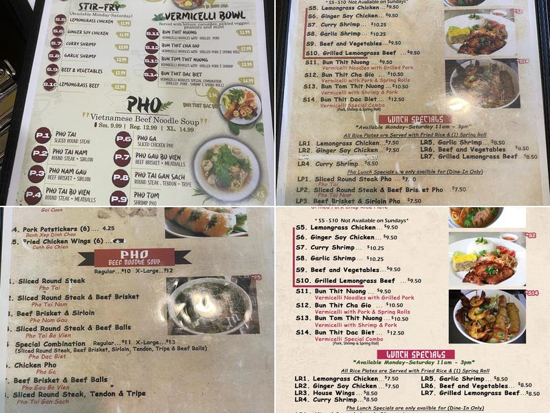 Saigon Cafe Menu