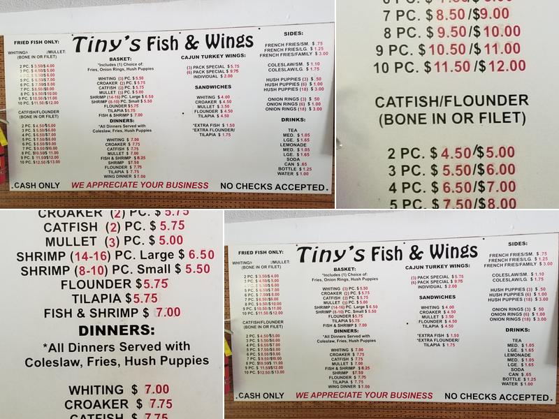 Tiny's Resturant And Grill Menu