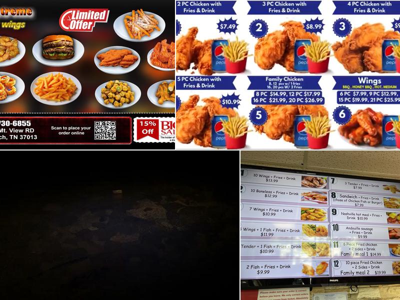 Extreme Hot Wings Menu