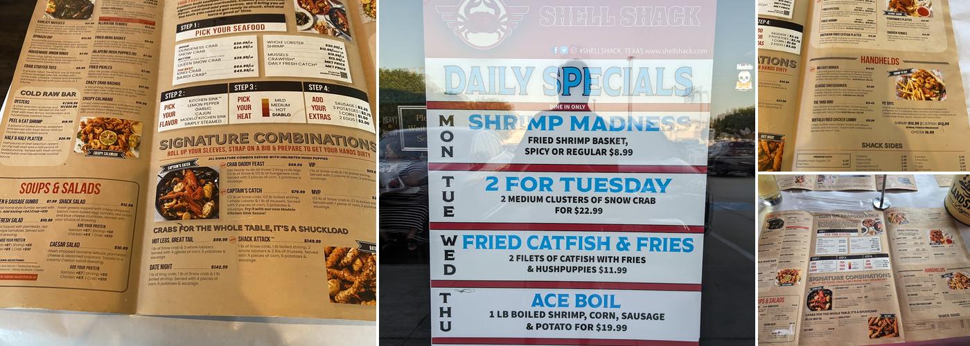 Shell Shack Menu