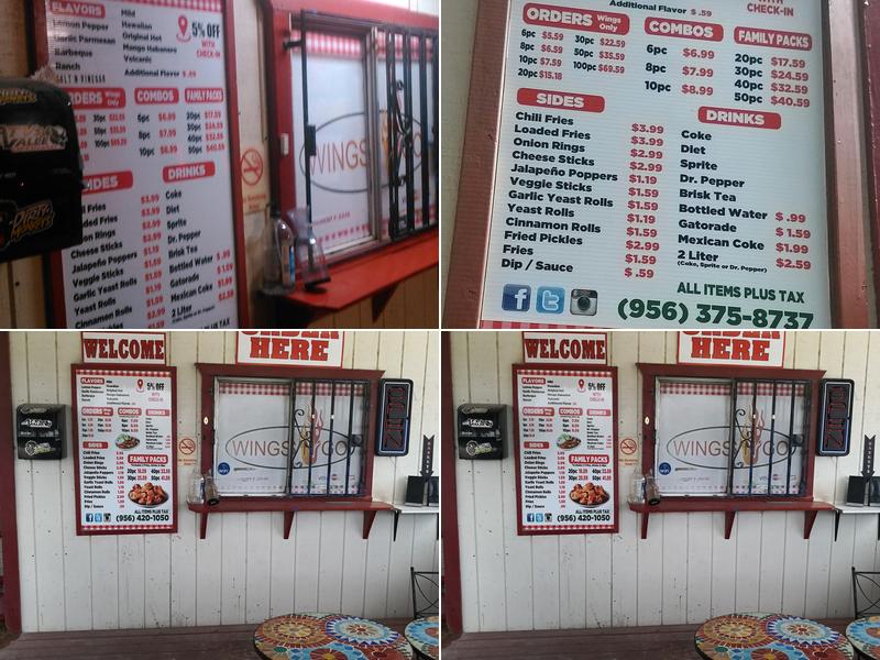 Wings -N- Go Menu