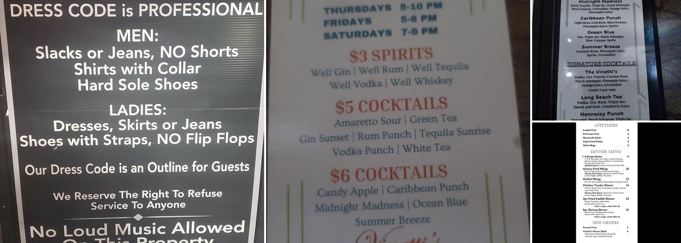 Vinetti's Menu