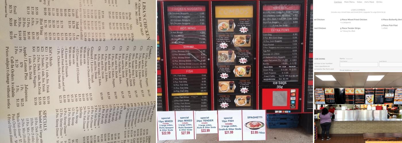 Lisa's Chicken Menu
