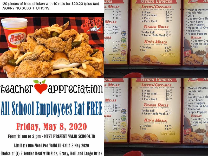 Bush's Chicken Menu