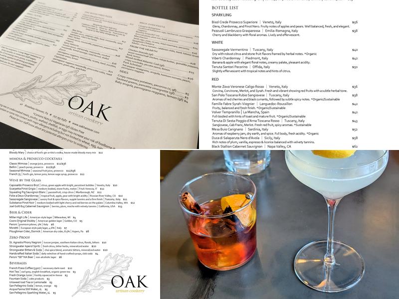 OAK Hanover Menu