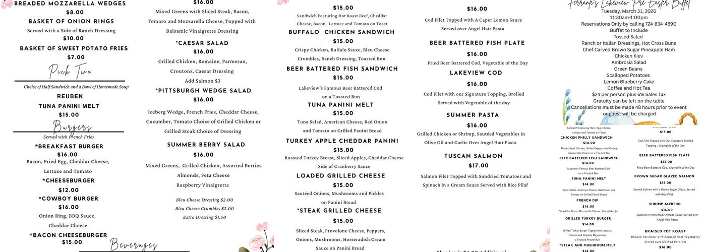 Ferrante's Lakeview Menu