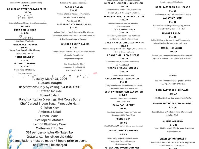 Ferrante's Lakeview Menu