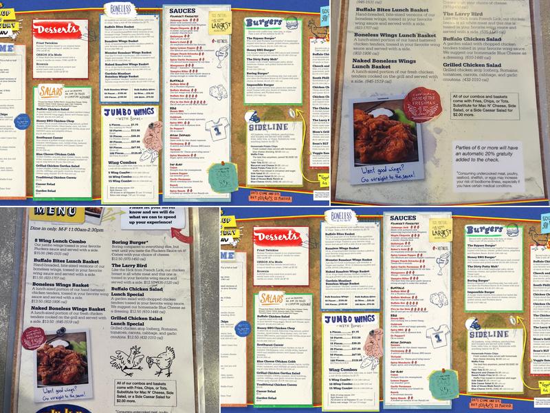 Pluckers Wing Bar Menu