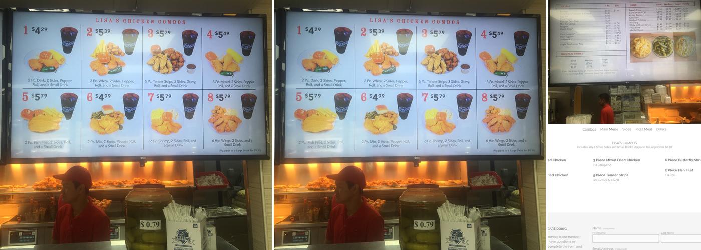 Lisa's Chicken Menu